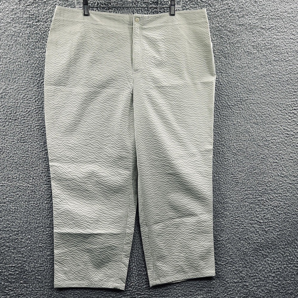 Womens Capri Pants 22W Plus Size Green Stripe Comfort Stretch Resort Casual‎